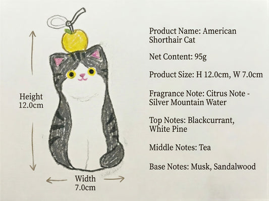 American Shorthair Cat Candle 95g/3.35oz · Silver Spring — Handmade Calming Candle