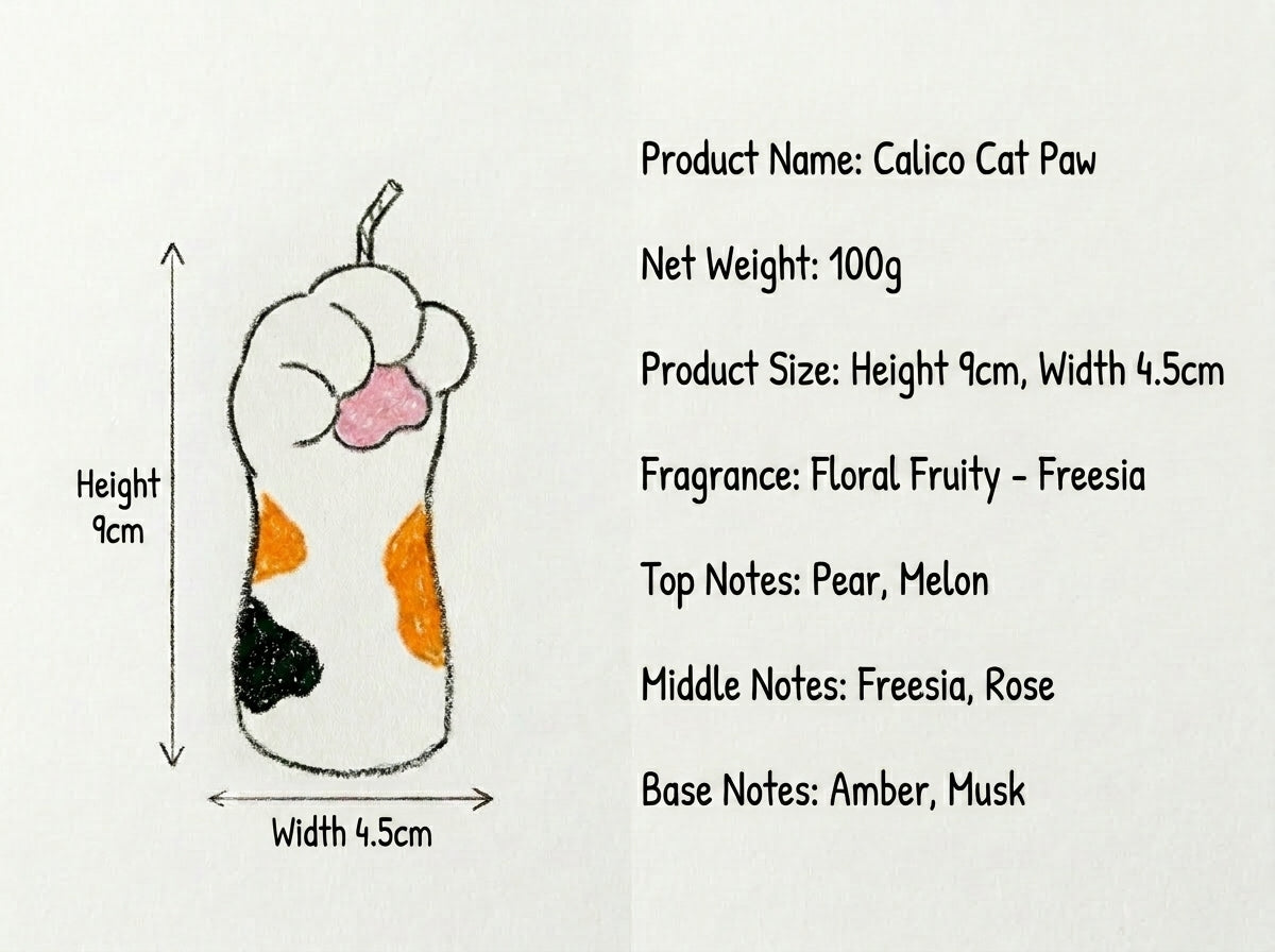 Calico Paw Candle 100g/3.53oz · Freesia — Handmade Calming Candle