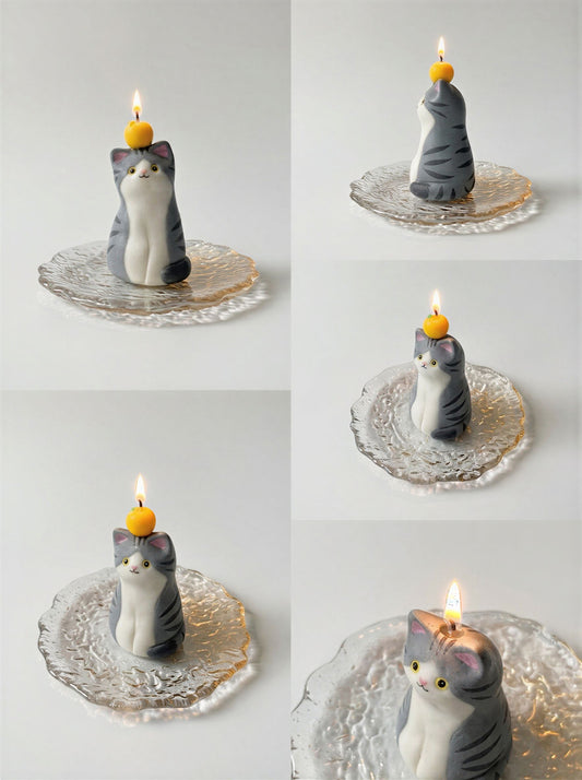 American Shorthair Cat Candle 95g/3.35oz · Silver Spring — Handmade Calming Candle