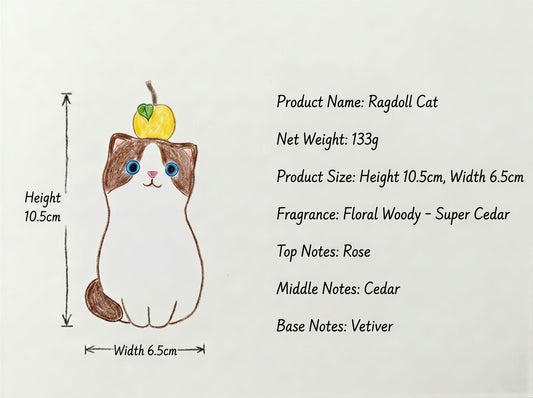 Ragdoll Cat Candle 133g/4.7oz · Cedar — Handmade Calming Candle