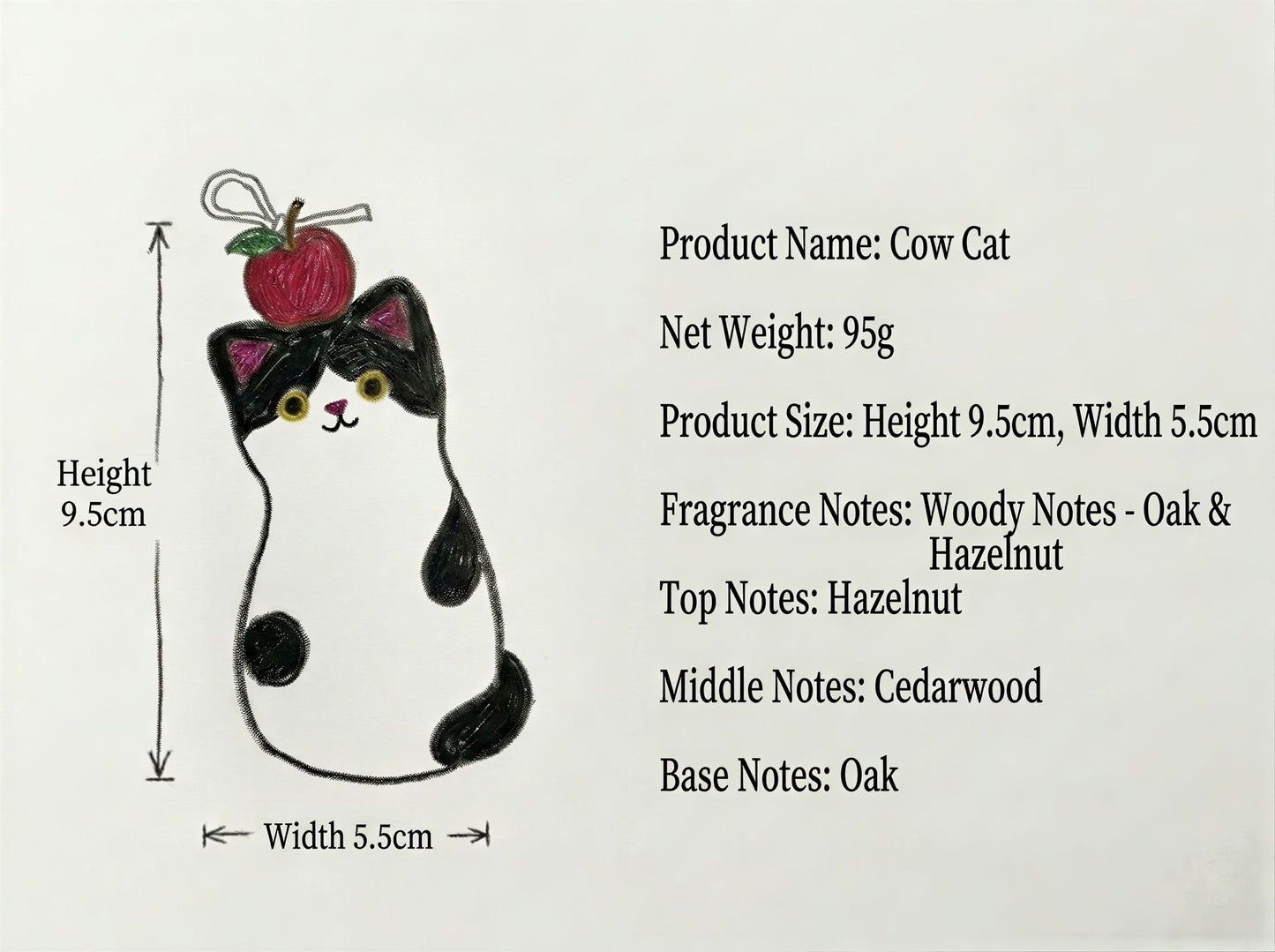 Cow Cat Candle 95g/3.35oz · Oak Hazelnut — Handmade Calming Candle