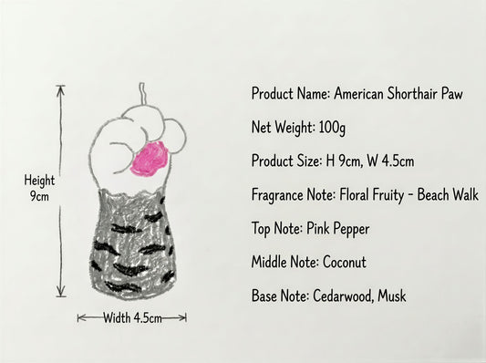 American Shorthair Paw Candle 100g/3.53oz · Beach Walk — Handmade Calming Candle