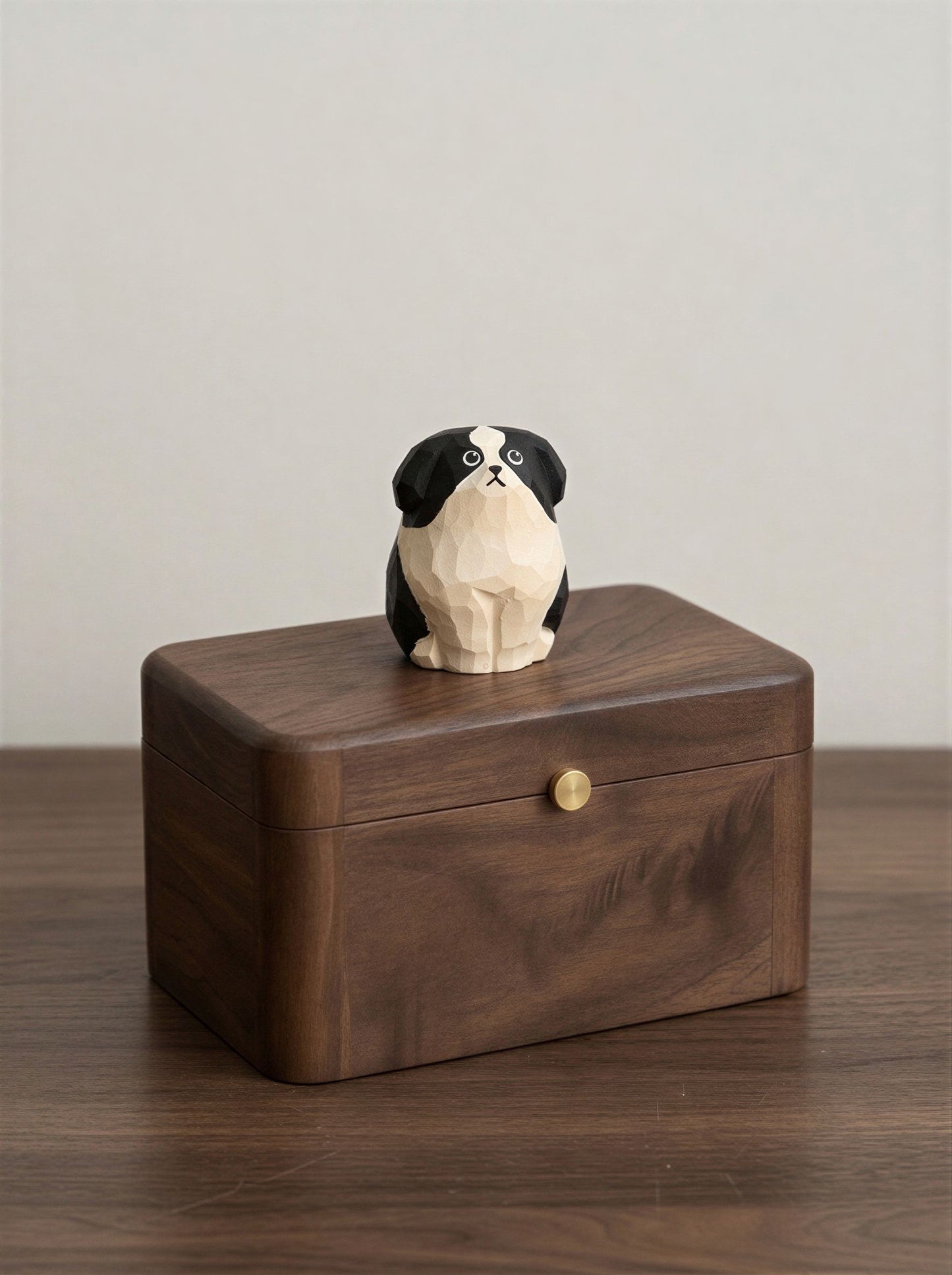 Border Collie Wooden Pet Urn with Memorial Figurine - 1368ml - pet ashes memorial urn