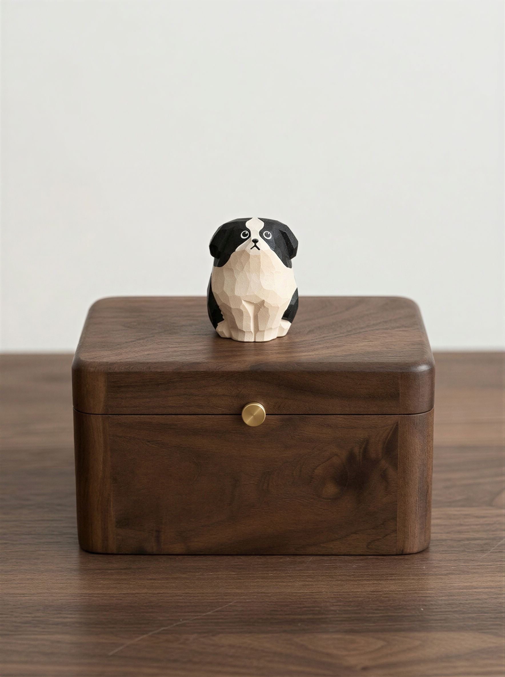 Border Collie Wooden Pet Urn with Memorial Figurine - 1368ml - pet ashes memorial urn