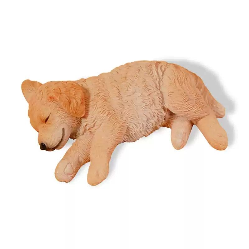 Golden Retriever Side-Lying Wooden Pet Urn with Memorial Figurine - Golden - pet ashes memorial urn