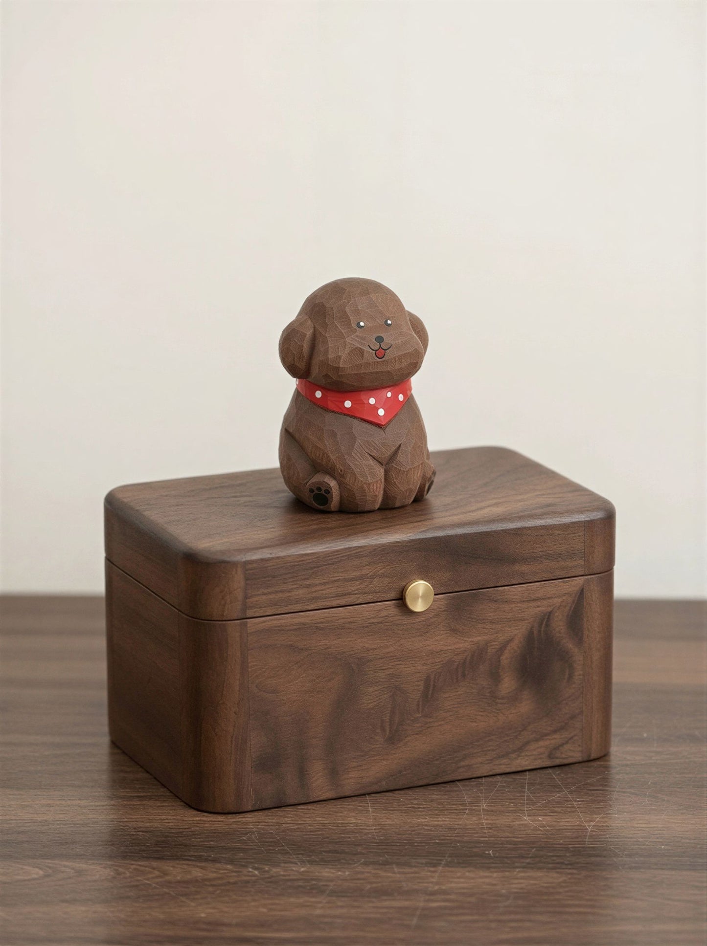Poodle Wooden Pet Urn with Memorial Figurine - 1368ml - Brown - pet ashes memorial urn