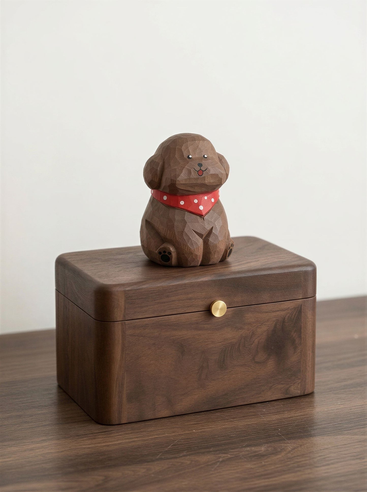 Poodle Wooden Pet Urn with Memorial Figurine - 1368ml - Brown - pet ashes memorial urn