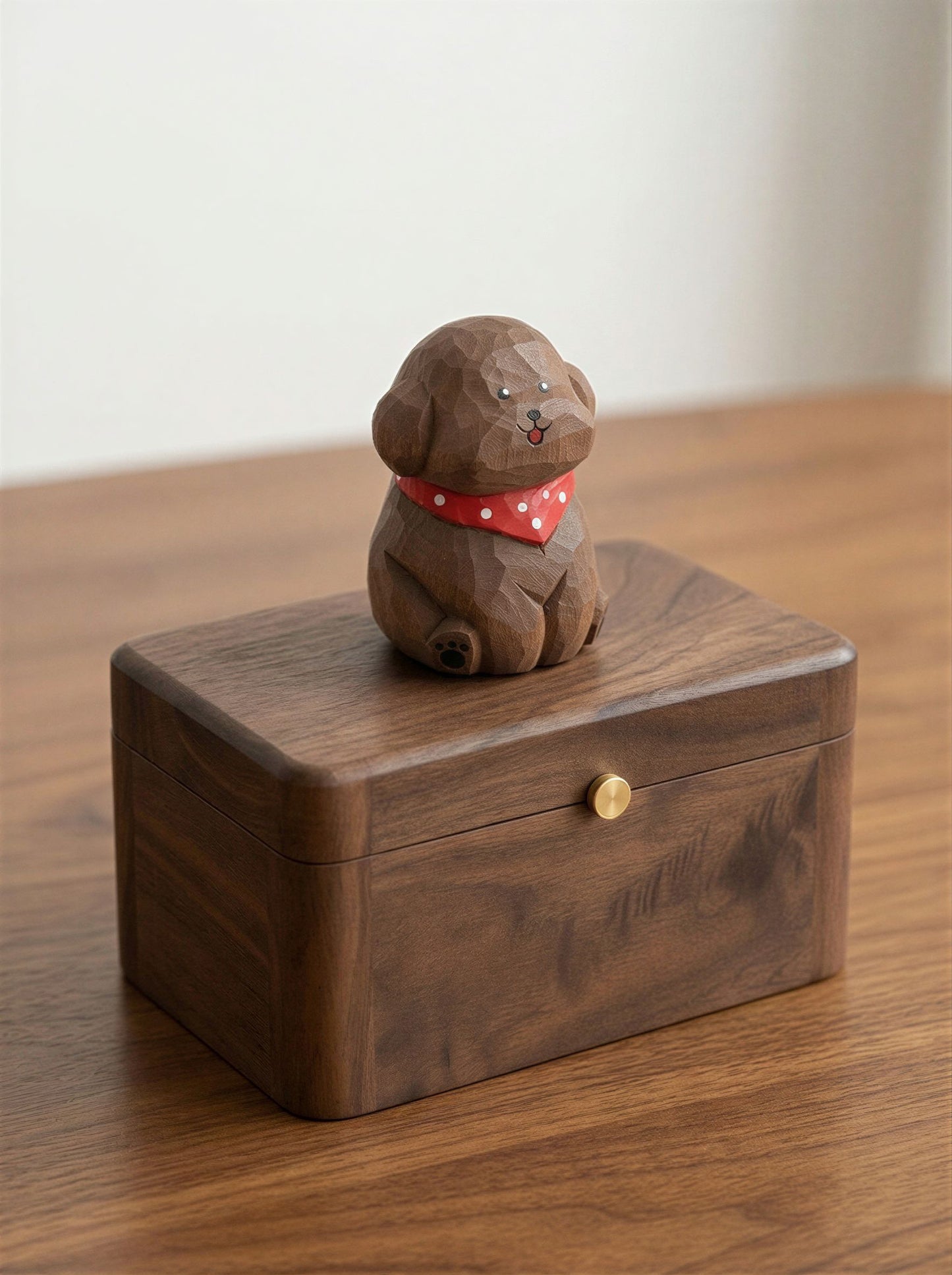 Poodle Wooden Pet Urn with Memorial Figurine - 1368ml - Brown - pet ashes memorial urn