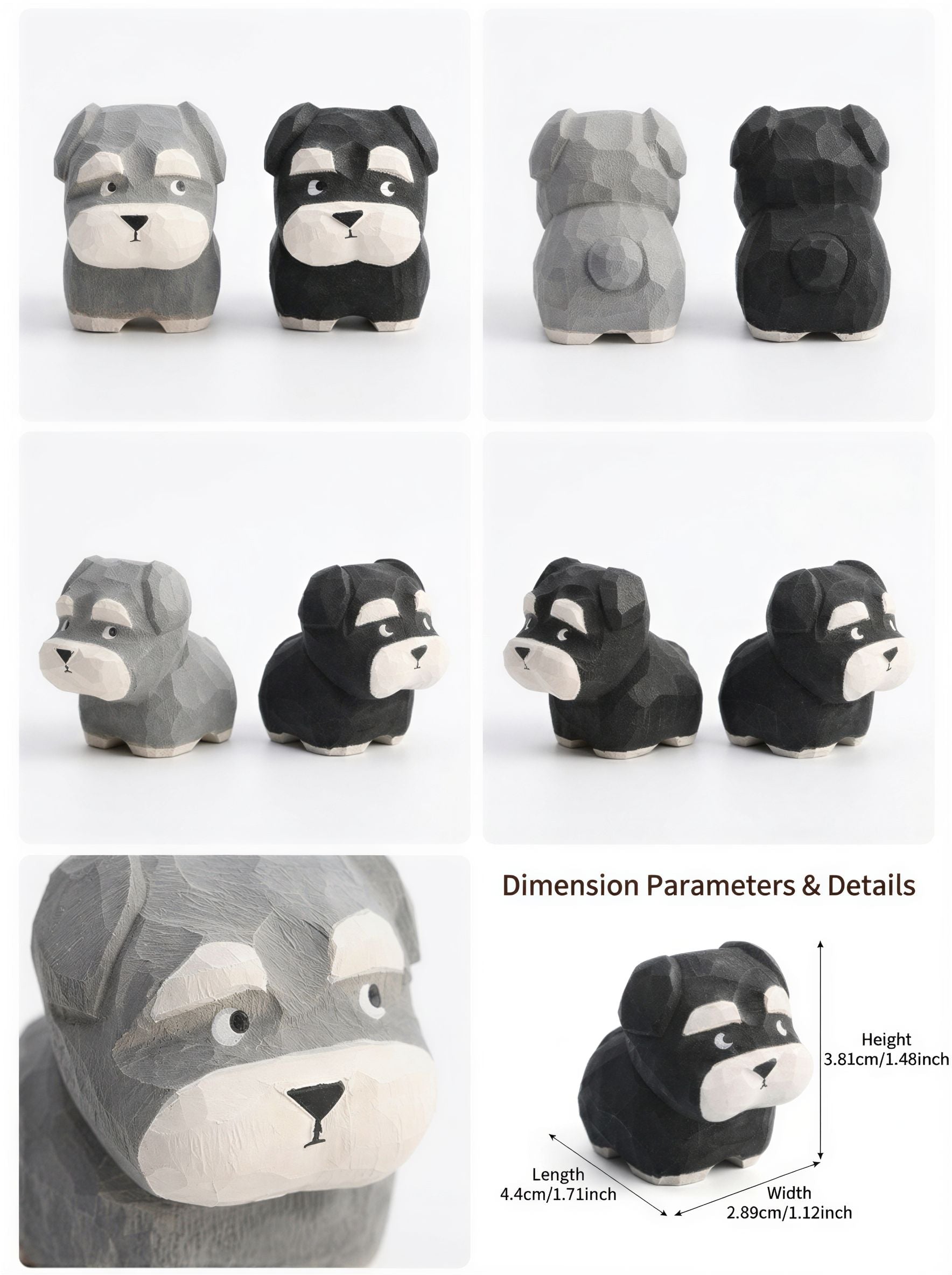 Schnauzer Ceramic Pet Urn with Memorial Figurine - 570ml - Gray - pet ashes memorial urn