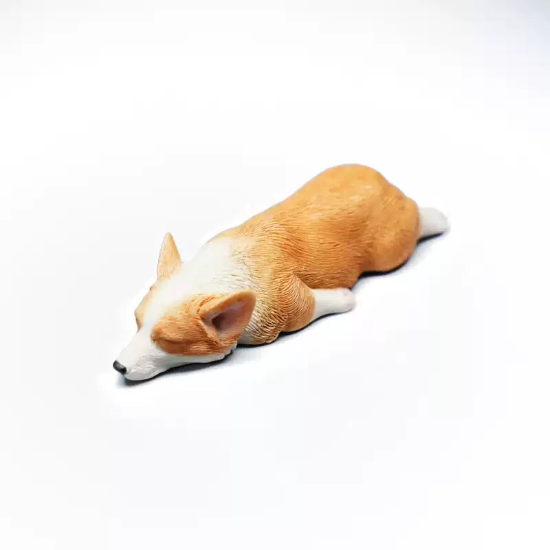 Shiba Inu Resting Wooden Pet Urn with Memorial Figurine - Light - pet ashes memorial urn