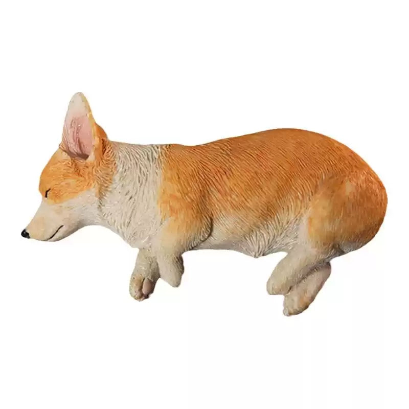 Shiba Inu Side-Lying Wooden Pet Urn with Memorial Figurine - Light - pet ashes memorial urn