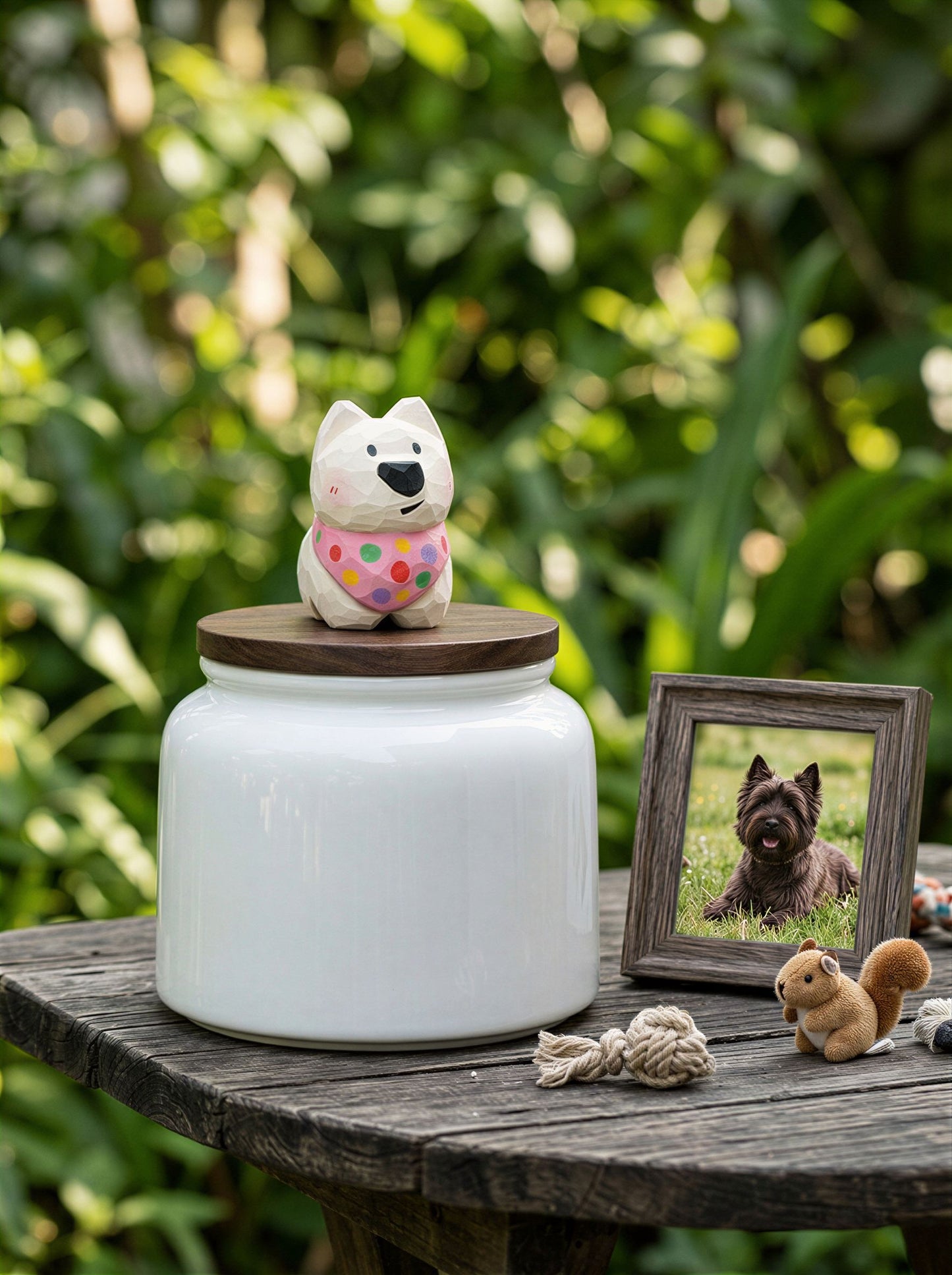 Westie Ceramic Pet Urn with Memorial Figurine - 570ml - White - pet ashes memorial urn