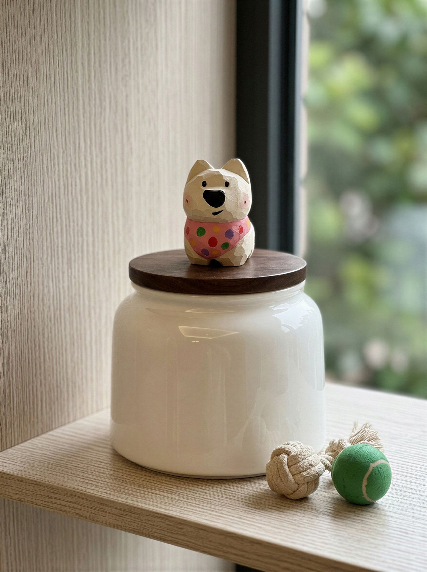 Westie Ceramic Pet Urn with Memorial Figurine - 570ml - White - pet ashes memorial urn