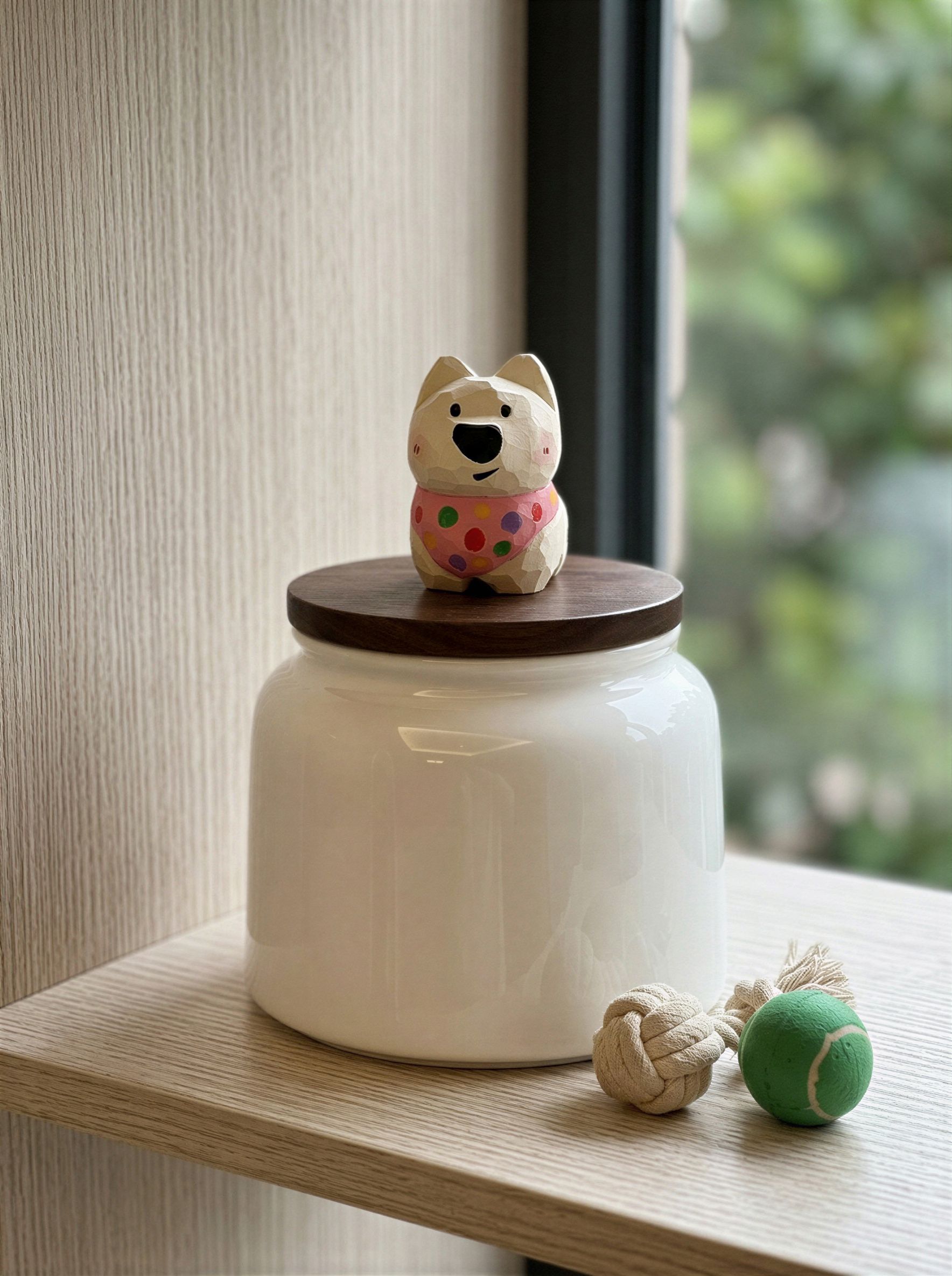 Westie Ceramic Pet Urn with Memorial Figurine - 570ml - White - pet ashes memorial urn